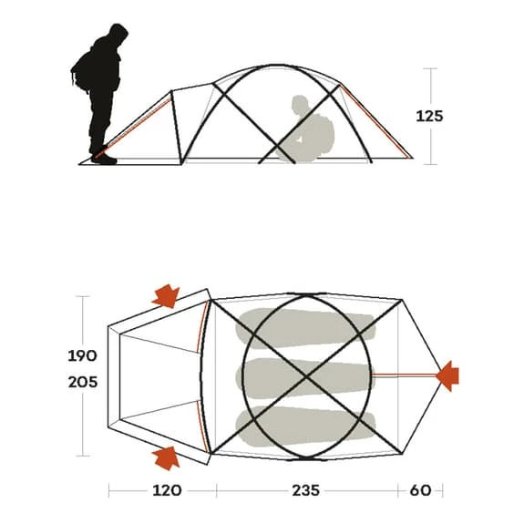 Tenda Da Campeggio Ferrino Snowbound 3 Arancione Grigio 2 Tenda Da Campeggio Ferrino Snowbound 3 Arancione Grigio - immagine 2
